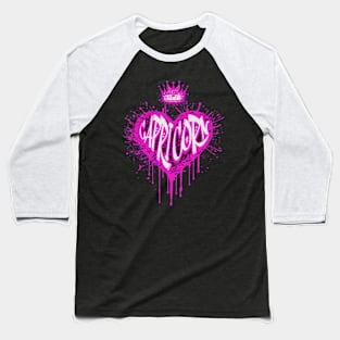 Capricorn Graffiti Air Brush Heart Zodiac Sign Astrology Baseball T-Shirt